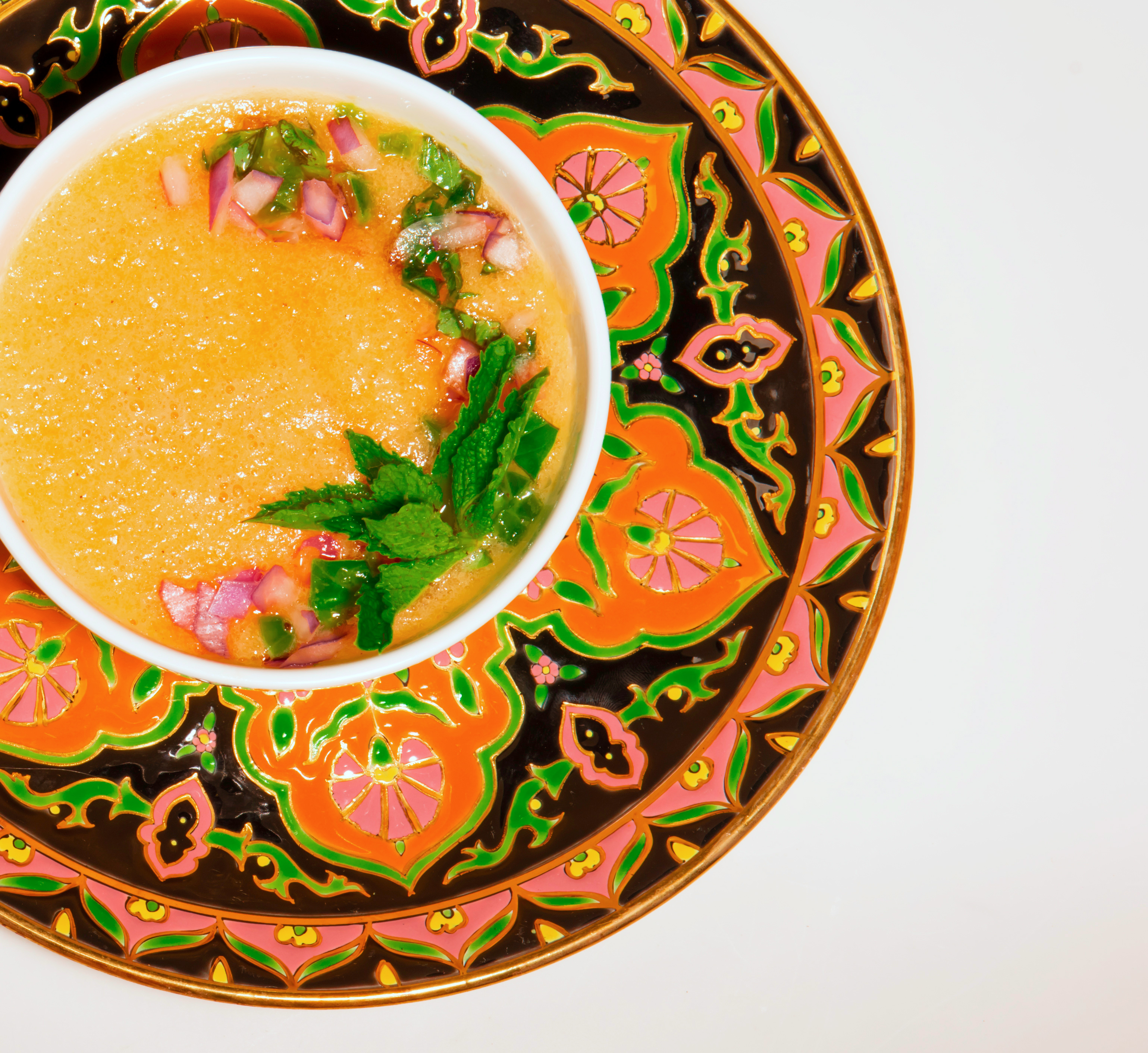 Cantaloupe Soup With Jalapeños, Red Onion and Basil