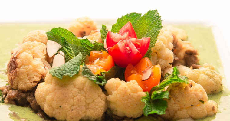 Cumin-Spiced Cauliflower With Fried Lentils and Spinach Yogurt