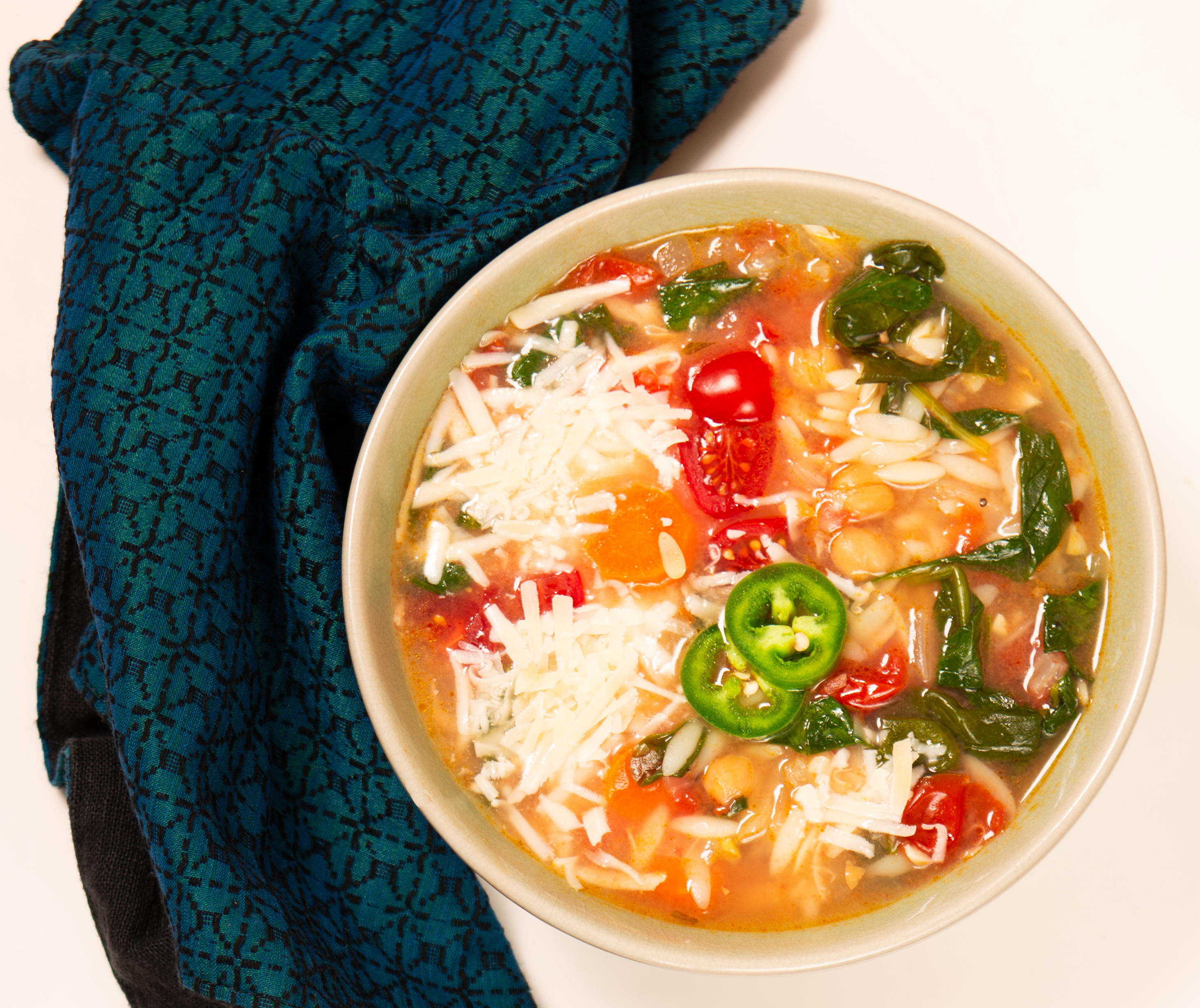 Chickpea Soup With Orzo and Spinach