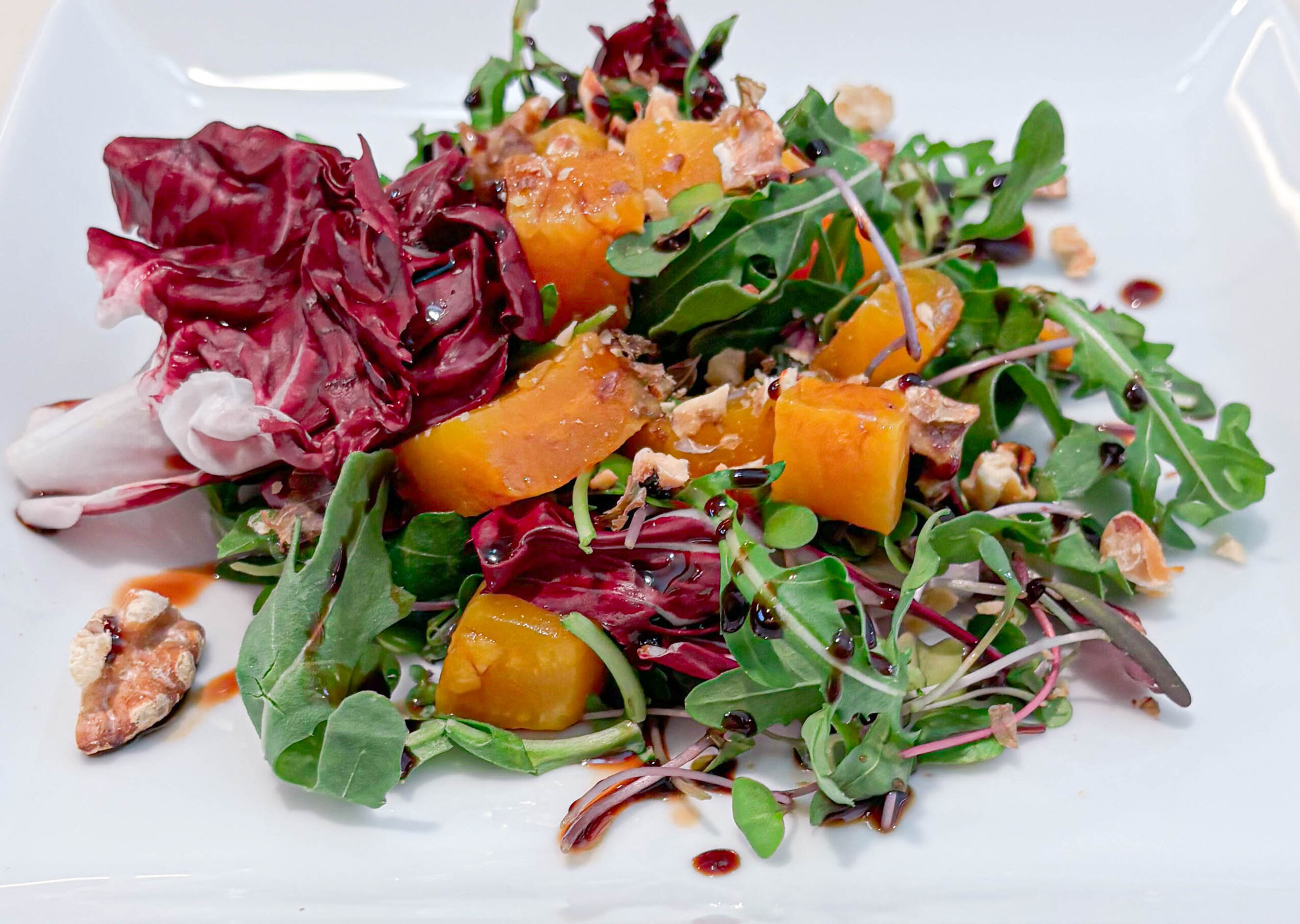 Beet, Walnut and Arugula Salad with a Schmear of Goat Cheese
