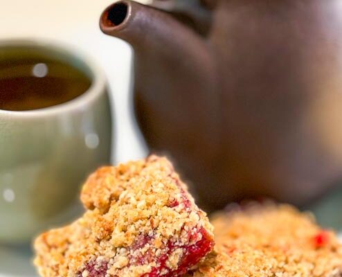 Summer’s Kiss: Plum and Rose Pie Bars With Almonds