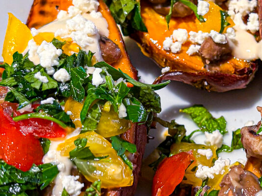 Loaded Sweet Potatoes With Black Eyed Peas