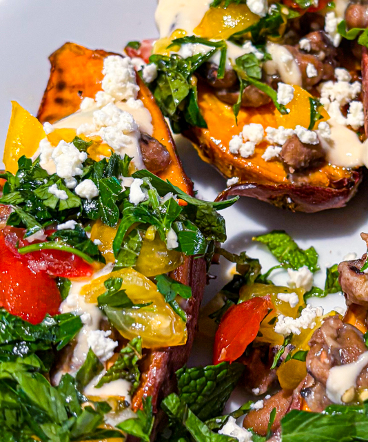 Loaded Sweet Potatoes With Black Eyed Peas