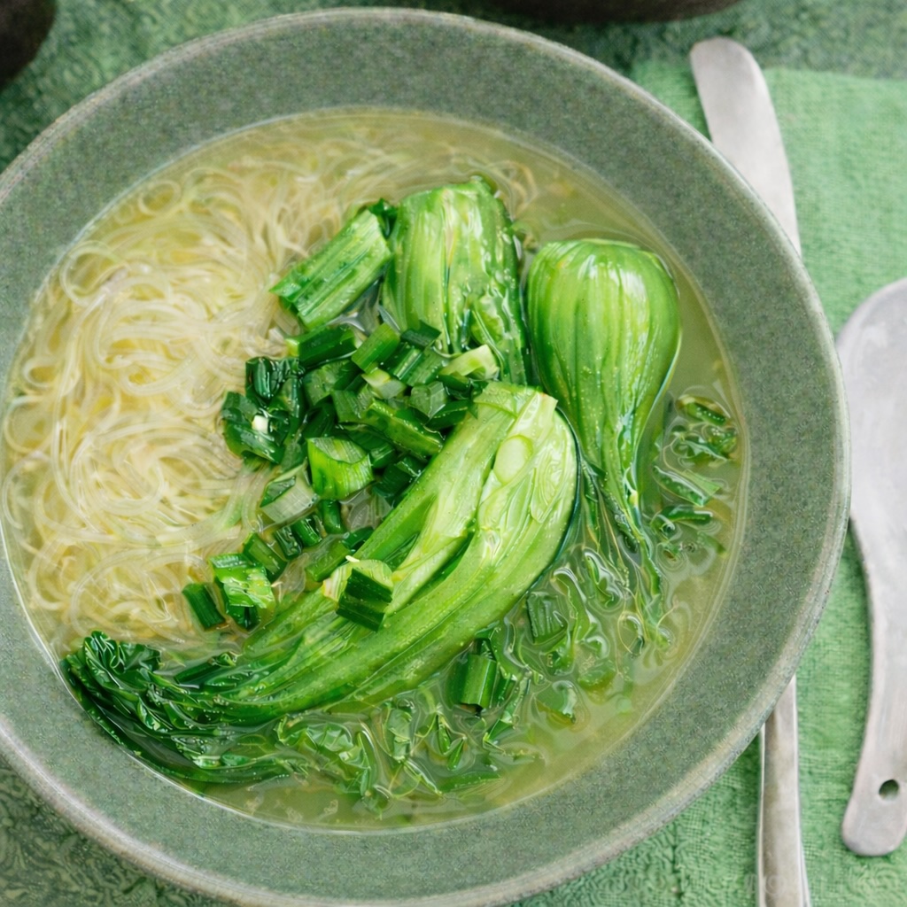 Baby Bok Choy Soup with Rice Vermicelli