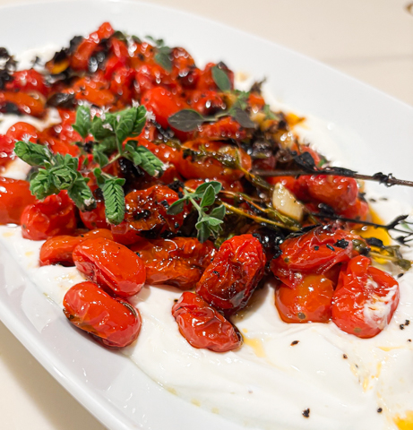 Hot Charred Tomatoes With Cold Yogurt